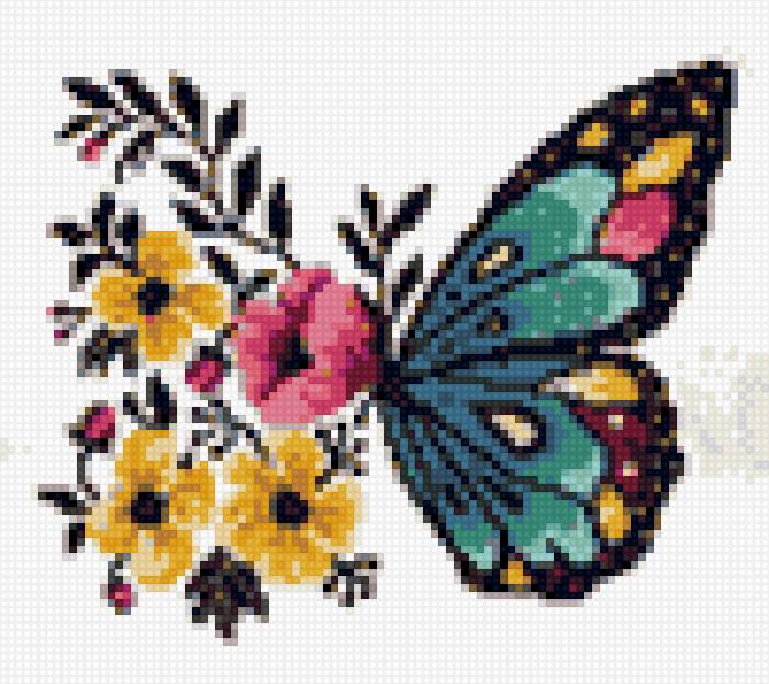 бабочка - бабочка, цветы - предпросмотр