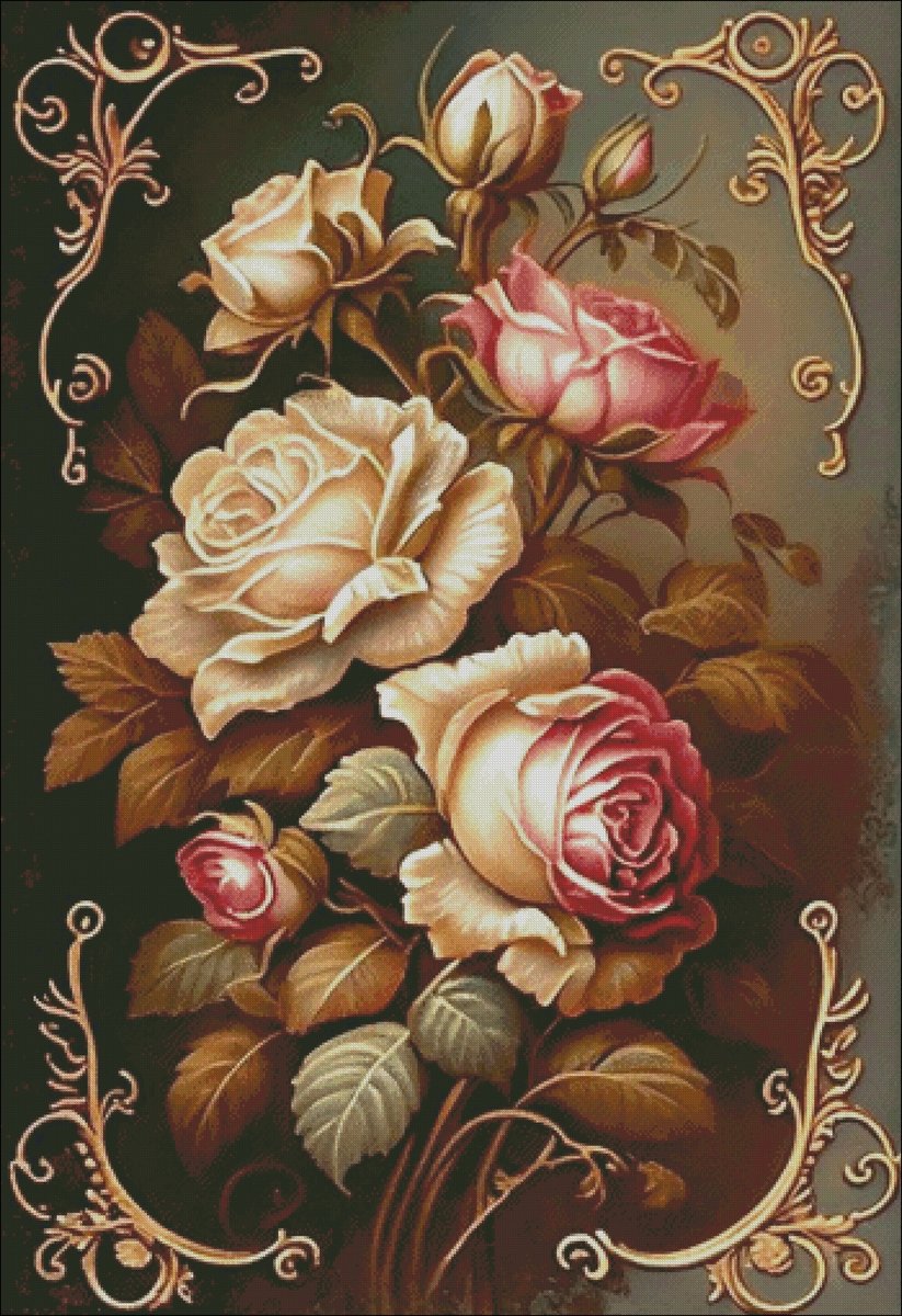 Розы - букет, цветы, винтаж, розы - оригинал