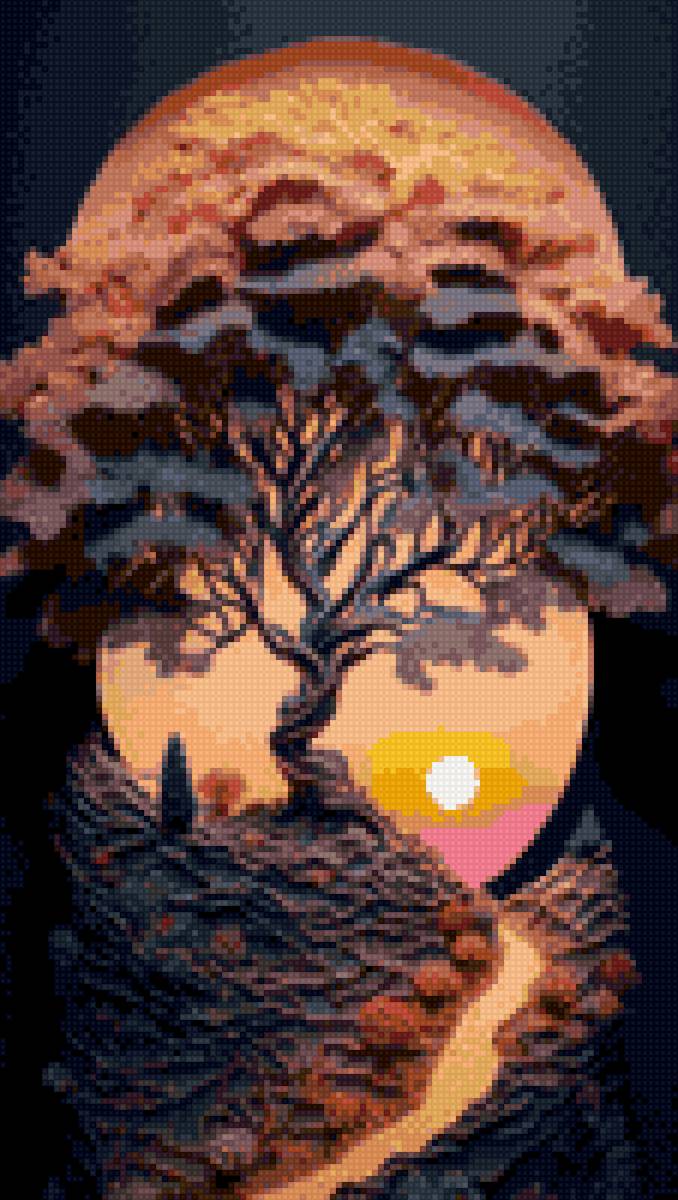 Ночь - ночь, деревья, закат, пейзаж, гамма - предпросмотр