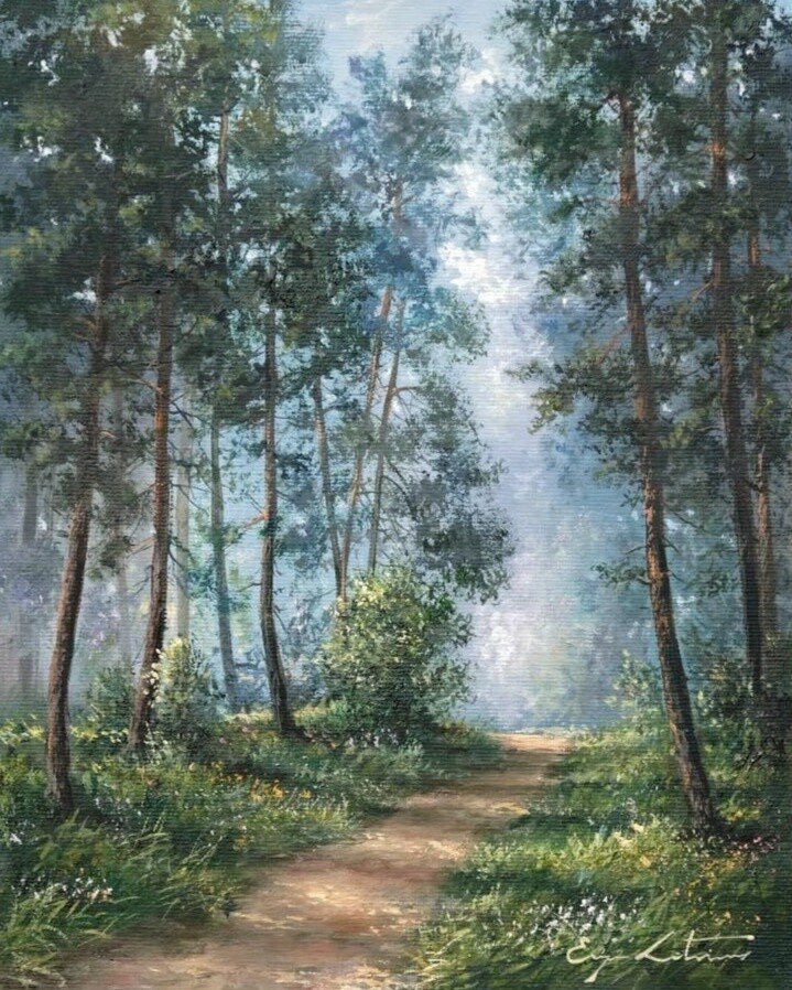 Раннее утро в лесу - туман, лес - оригинал