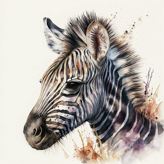 Зебра - дикие животные, зебра, живопись - оригинал