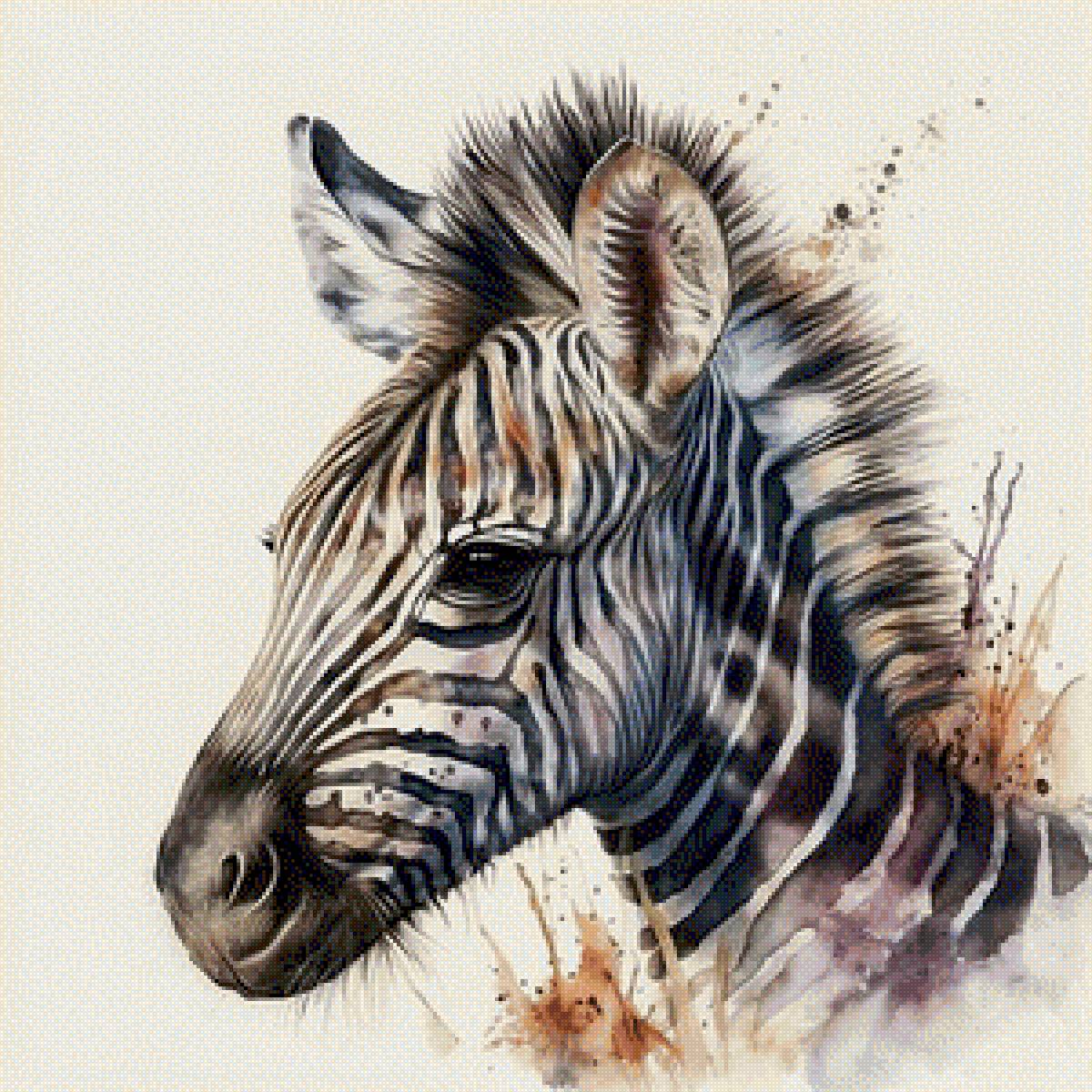 Зебра - дикие животные, зебра, живопись - предпросмотр