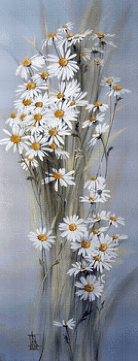Ромашки - живопись, букет, ромашки, цветы - предпросмотр