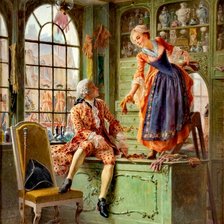 Схема вышивки «Vanzatoarea de manusi, Maurice Leloir»