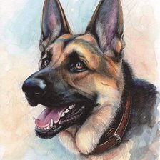 Схема вышивки «Овчарка. Акварель»