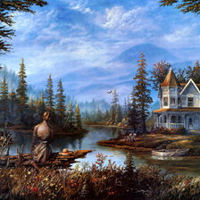 Схема вышивки «На берегу реки»