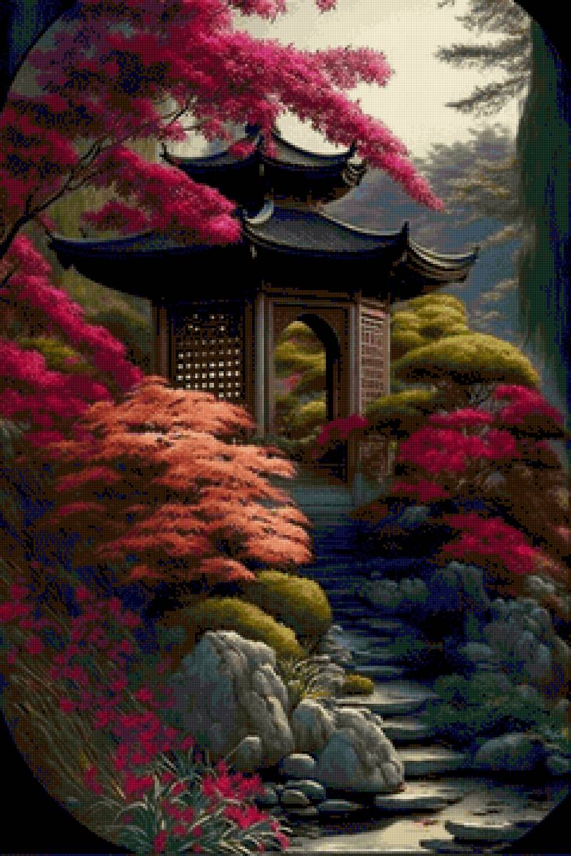 Вечерний свет.Пагода. - пагода клены вечер - предпросмотр