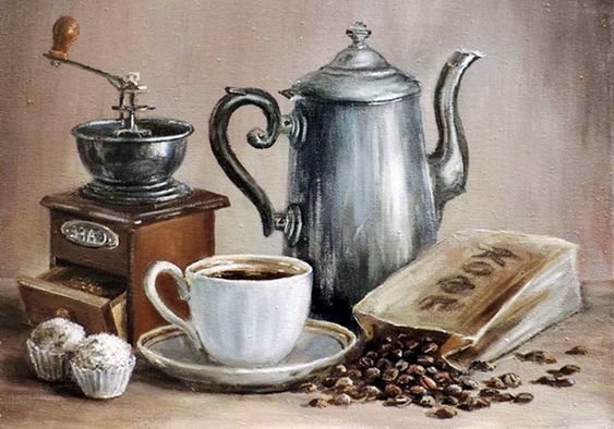"Кофейный" натюрморт - натюрморт, кофе, чашка - оригинал
