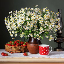 Схема вышивки «ромашки и клубника»