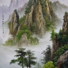 Схема вышивки «утро в горах»