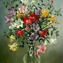 Оригинал схемы вышивки «букет фрезии» (№2665794)