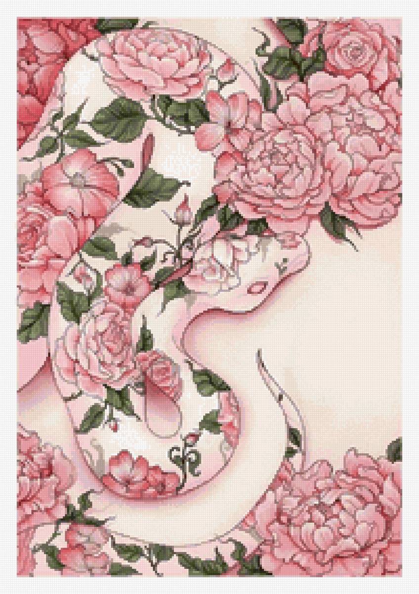 Змея в цветах - змея, цветы - предпросмотр