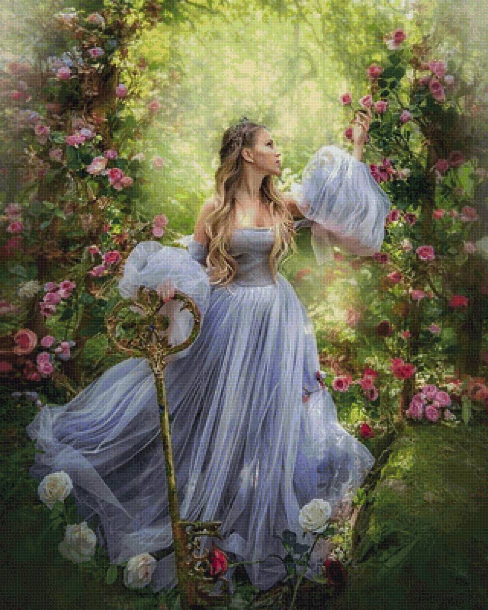 Девушка с ключом - ключ, девушка, розы, лес, природа - предпросмотр