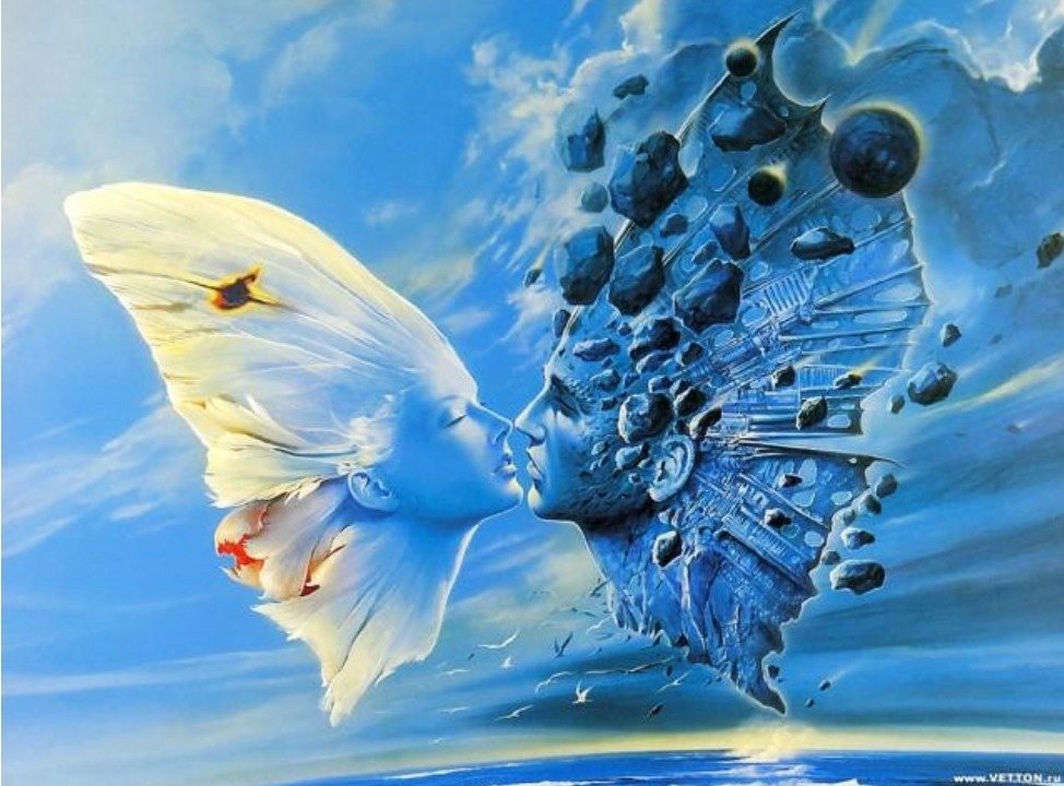 Поцелуй бабочки - поцелуй, фентази, бабочки - оригинал