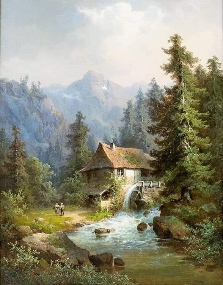 Старая мельница - пейзаж - оригинал