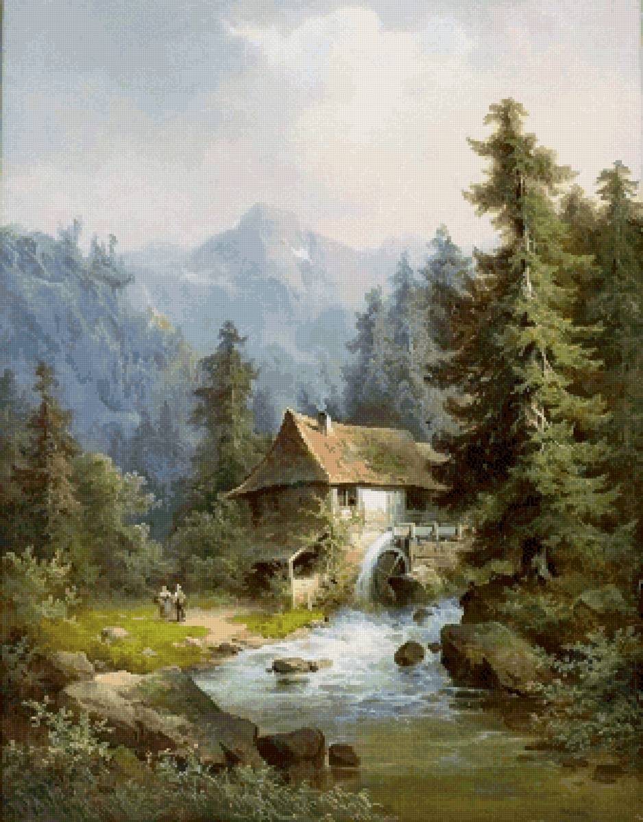 Старая мельница - пейзаж - предпросмотр