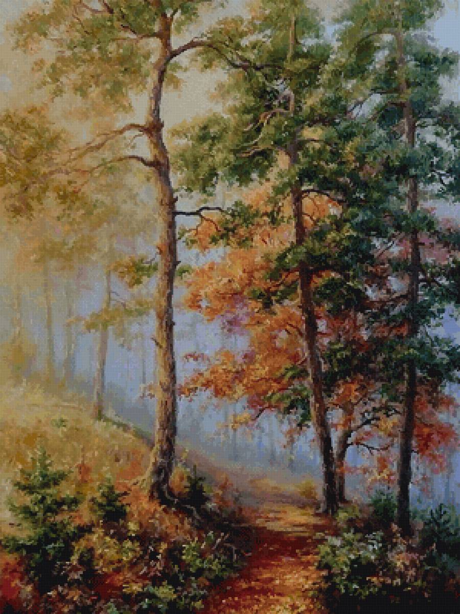 Октябрьское утро - лес, осень, пейзаж - предпросмотр