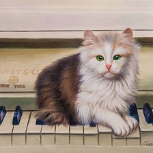 Схема вышивки «Котёнок на клавишах»