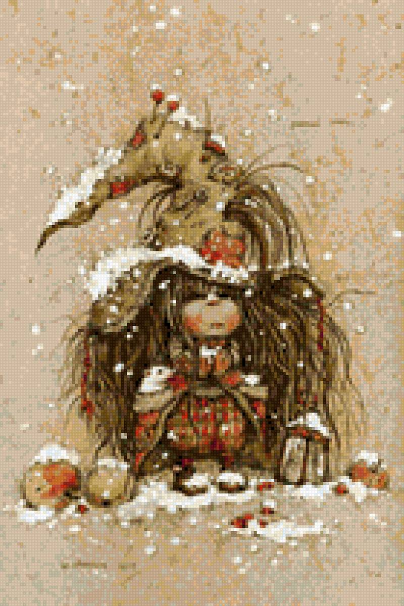 Первый снег - девочка, зима - предпросмотр