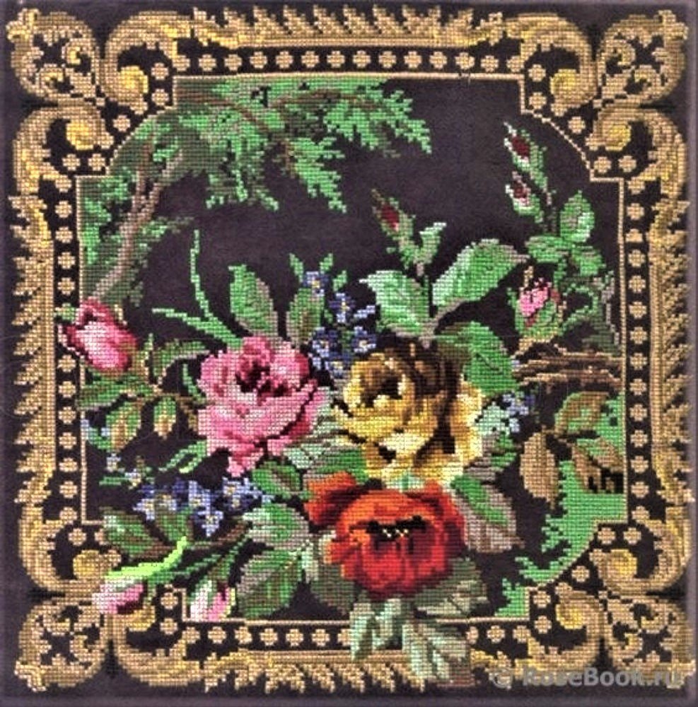 Подушка-ретро - вышивка крестом - оригинал