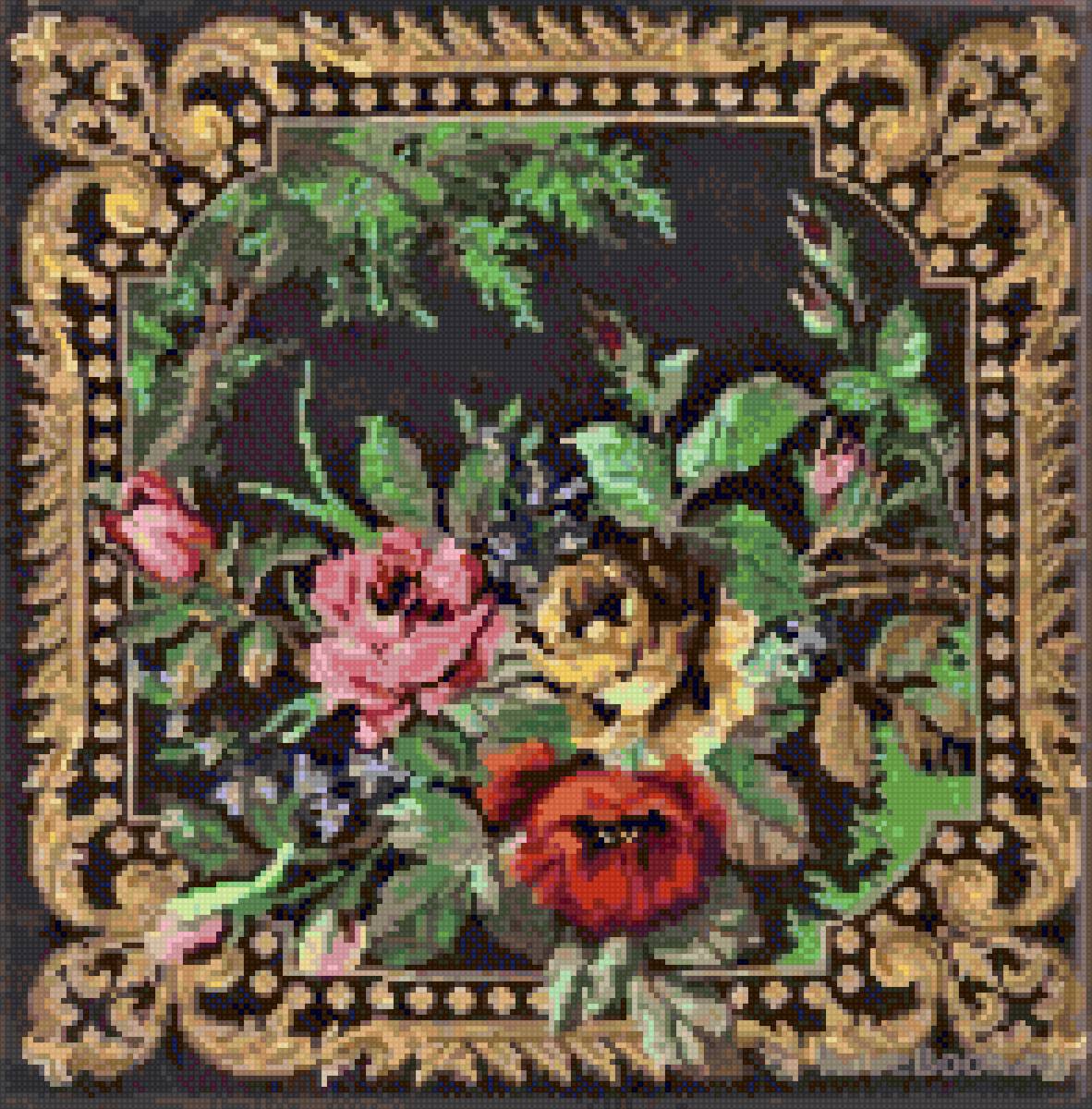 Подушка-ретро - вышивка крестом - предпросмотр