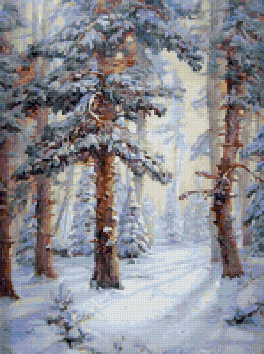 Зимний лес - пейзаж, снег, сосны, лес - предпросмотр