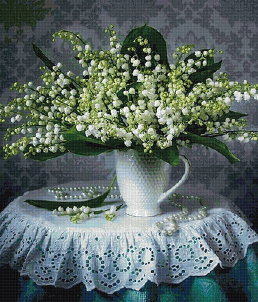 ландыши - букет, цветы, весна, ваза - предпросмотр