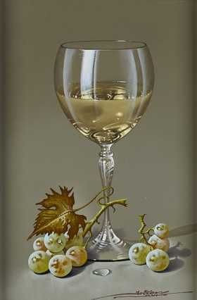 Натюрморт - бокал вина, виноград - оригинал