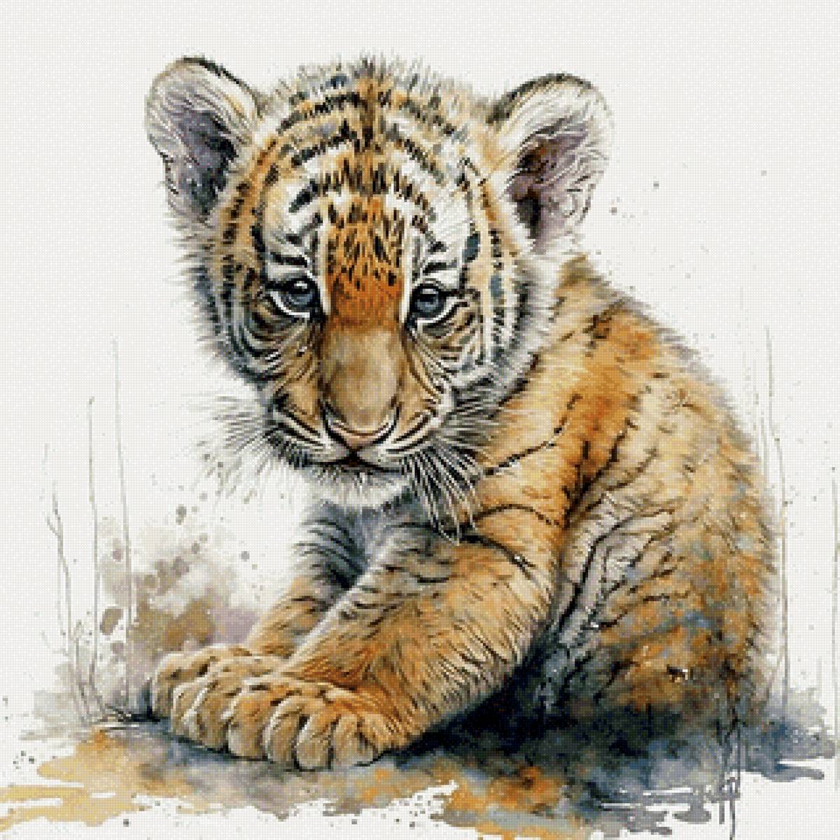 Тигруля - живопись, тигр, дикий зверь - предпросмотр