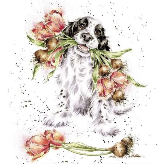 На свидание - домашние животные, собака, живопись - оригинал