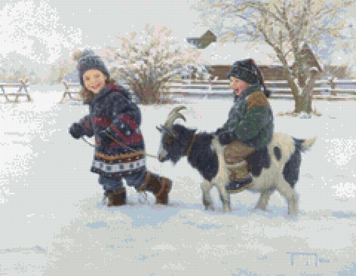 ЗИМА РОБЕРТ ДУНКАН КОЗА - зима дети коза - предпросмотр