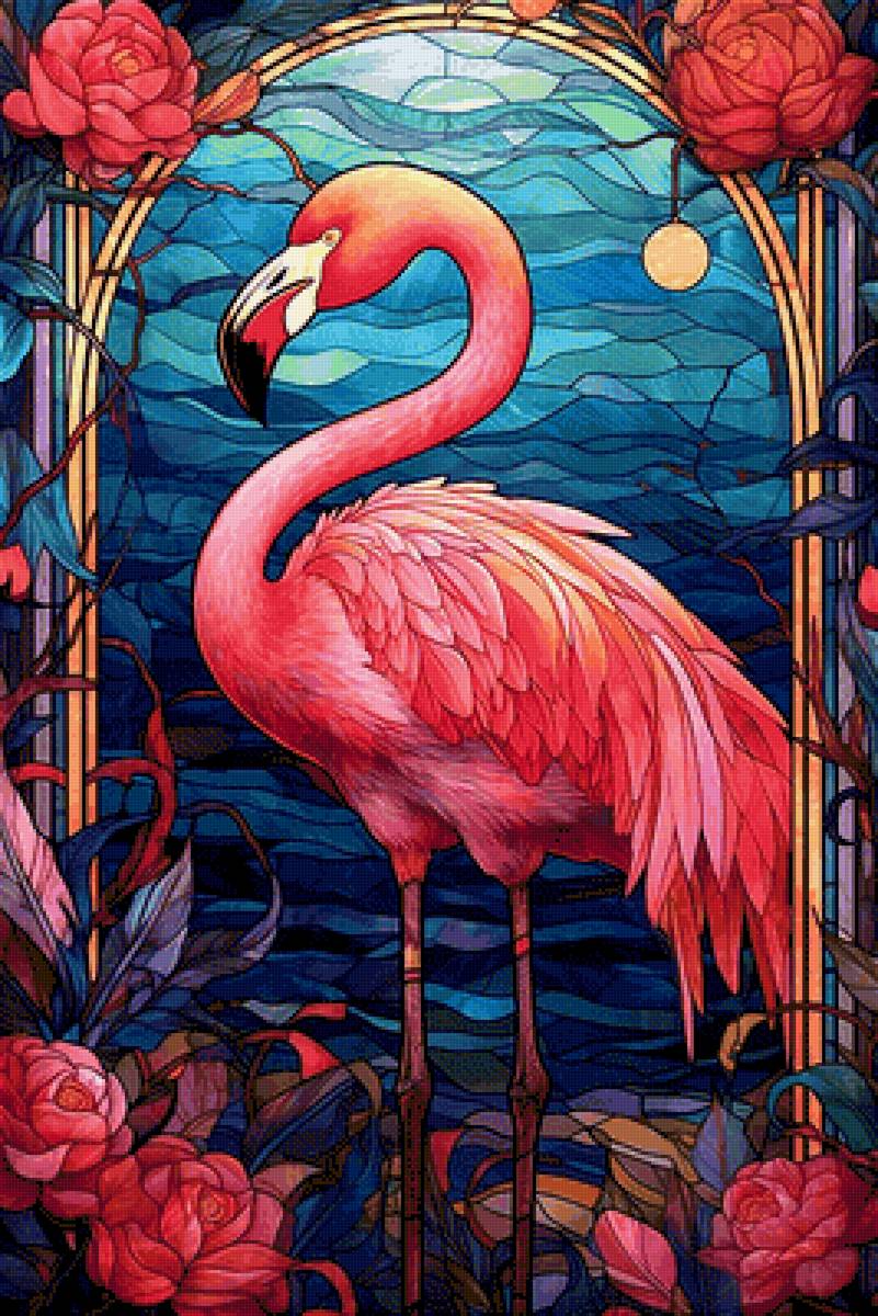 Витраж фламинго - предпросмотр