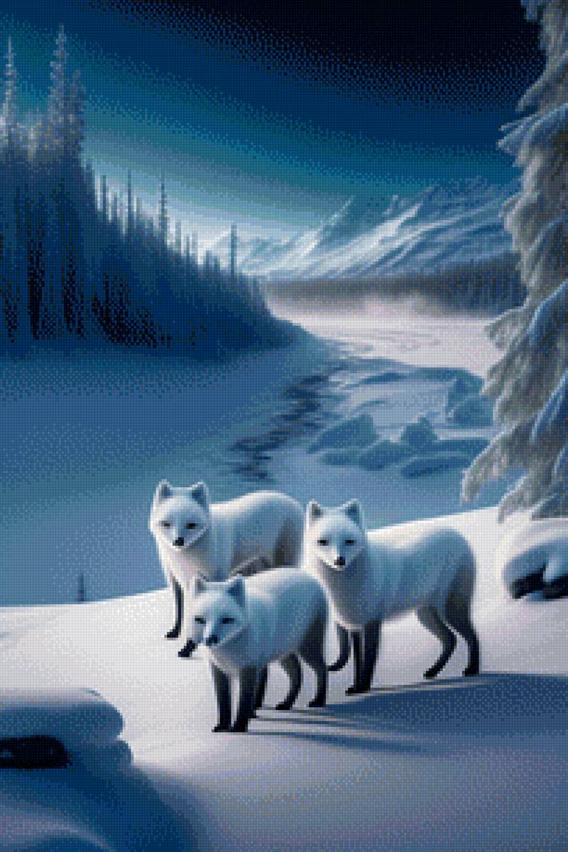 Песец в снегу - снег, песец, зима - предпросмотр