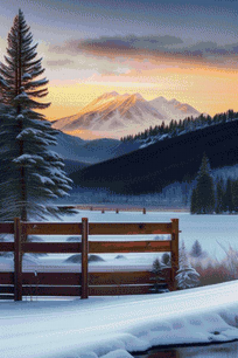 Зимнее поле - деревья, снег, зима, поле - предпросмотр