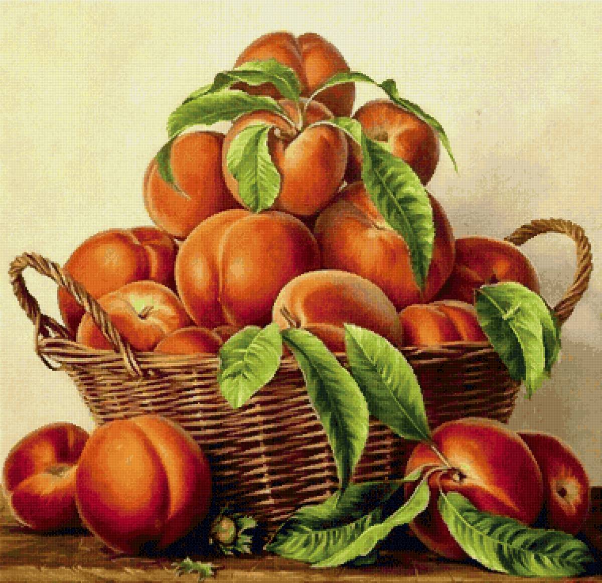 Персики в корзине - предпросмотр