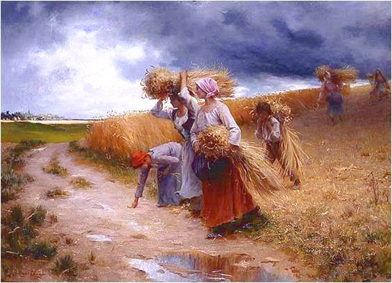 Georges Laugee Women in the Fields 2 - georges laugee women in the fields painting 2 - оригинал