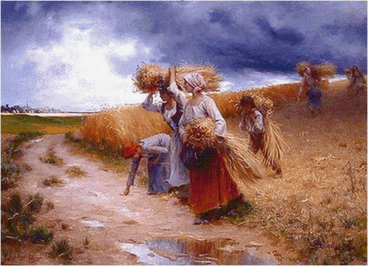 Georges Laugee Women in the Fields 2 - georges laugee women in the fields painting 2 - предпросмотр