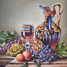 Оригинал схемы вышивки «Натюрморт с виноградом» (№2677456)