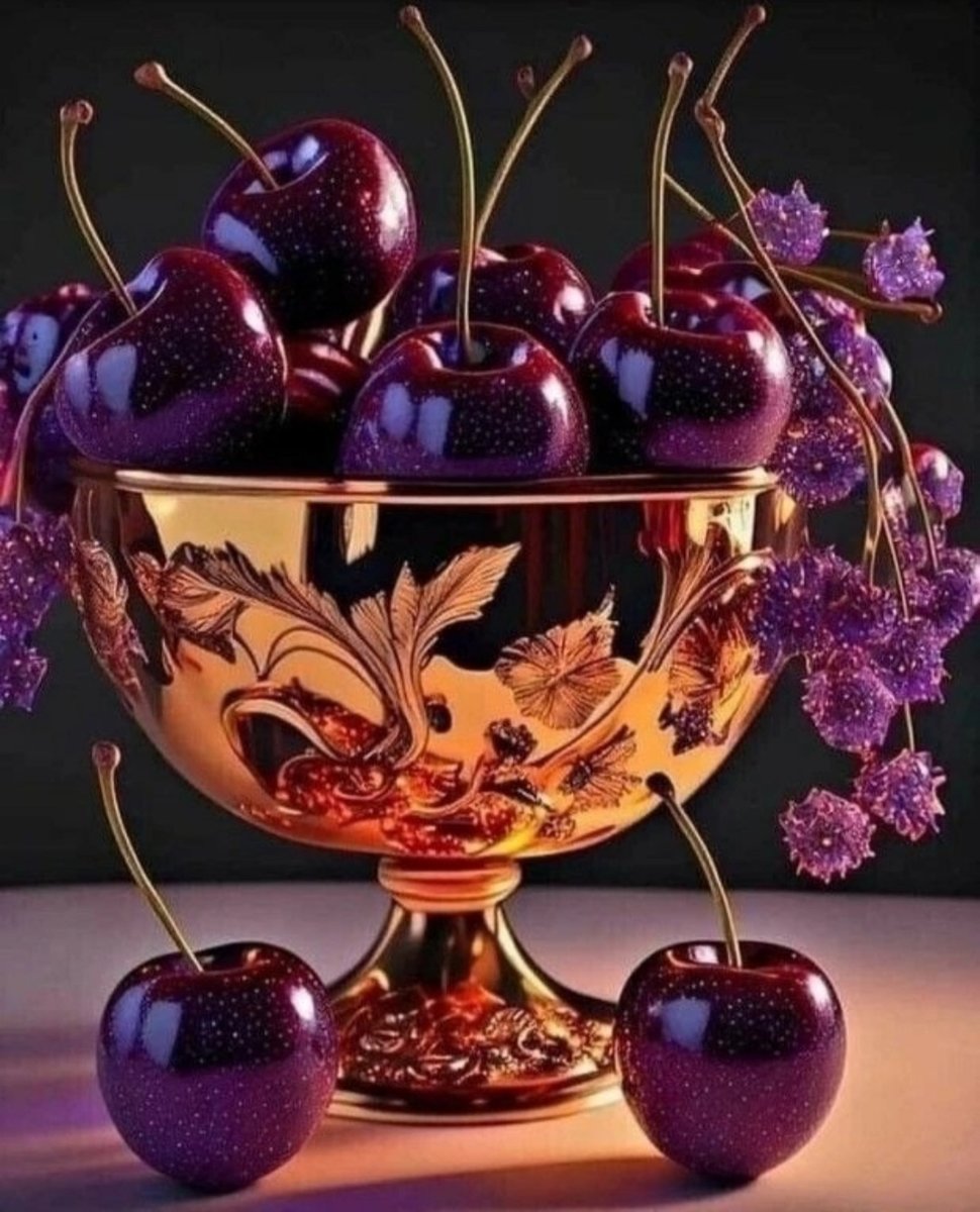 Вишня в чаше - черешня, декор, чаша, фрукты, вишня - оригинал