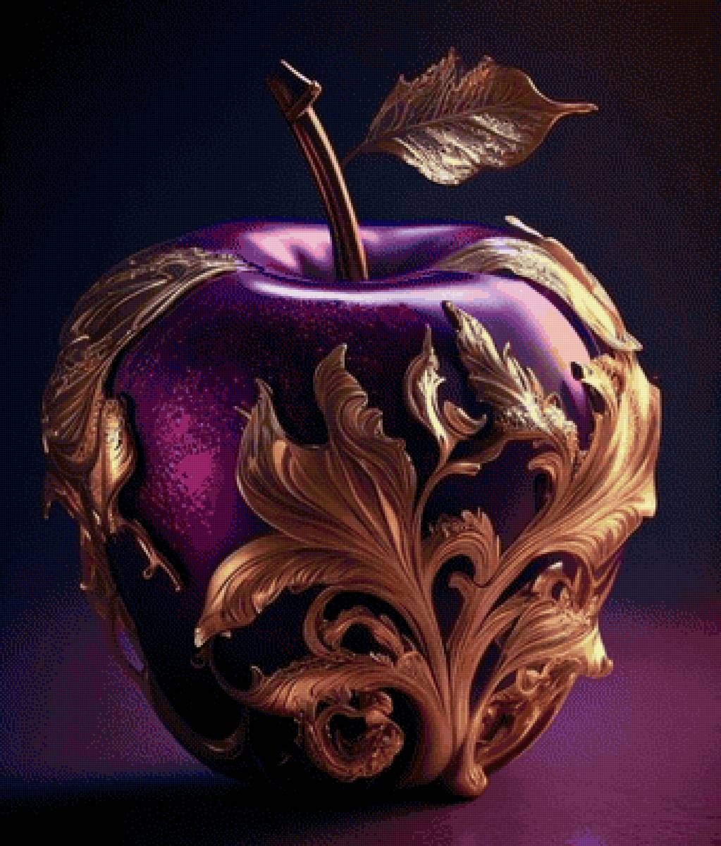 Яблоко в золоте - фрукты, яблоко, декор, золото - предпросмотр