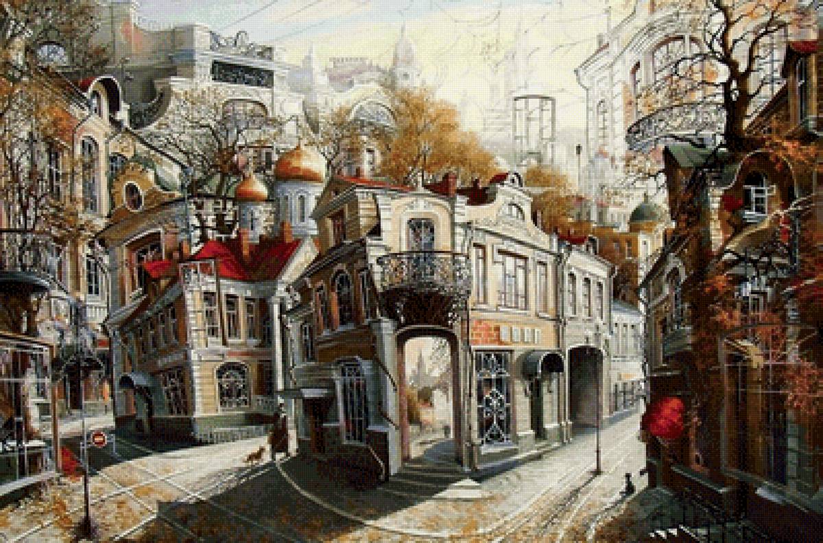 Перекрёсток - дома, город, дороги - предпросмотр