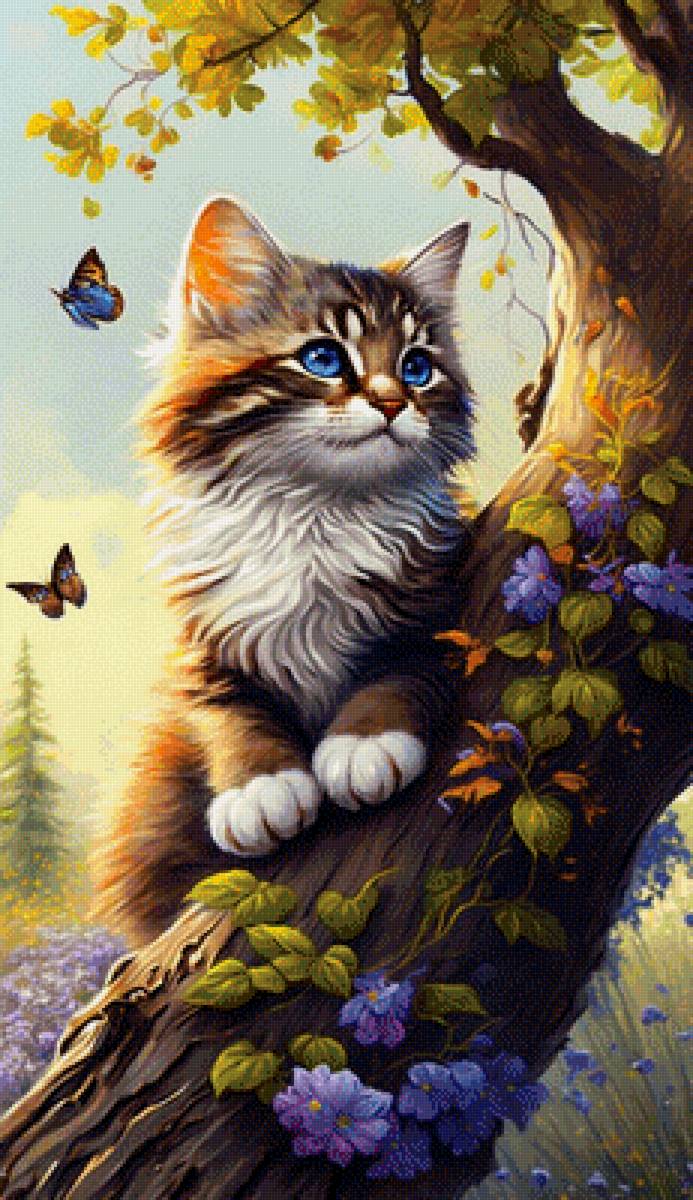 Котёнок и бабочки - котенок и бабочки - предпросмотр