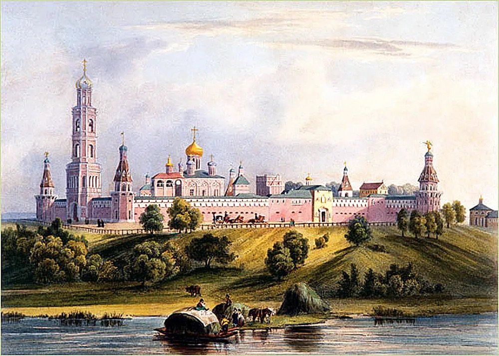 Луи Бишбуа. "Симонов монастырь", 1846 год. - монастырь - оригинал