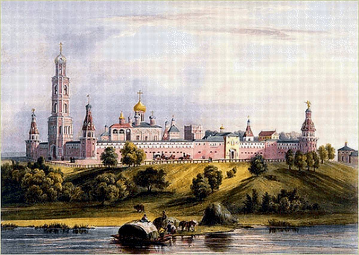 Луи Бишбуа. "Симонов монастырь", 1846 год. - монастырь - предпросмотр