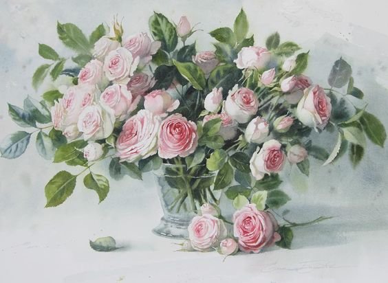 Букет роз Худ. Елена Базанова - букет, розы, цветы, живопись - оригинал