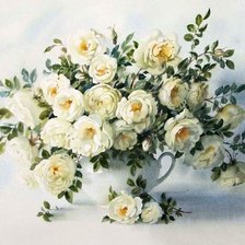 Оригинал схемы вышивки «Букет белых роз» (№2679015)