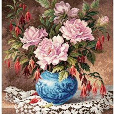 Схема вышивки «Розы и фуксии»