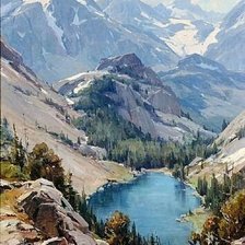 Схема вышивки «озеро в горах»