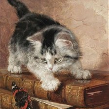 Схема вышивки «Котик с бабочкой»