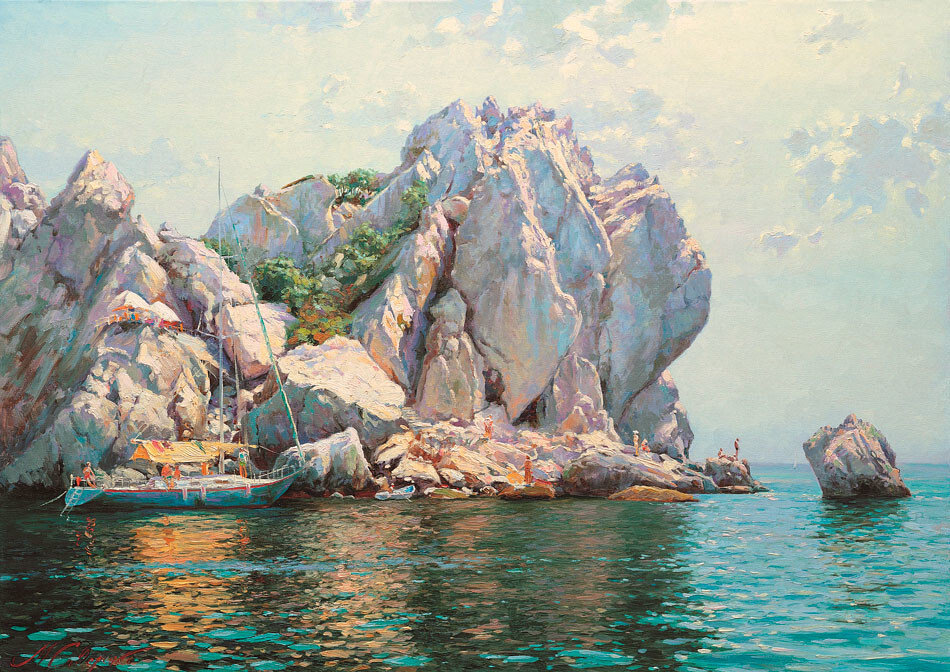 Скалистые берега - море, солнечный день, скалы - оригинал